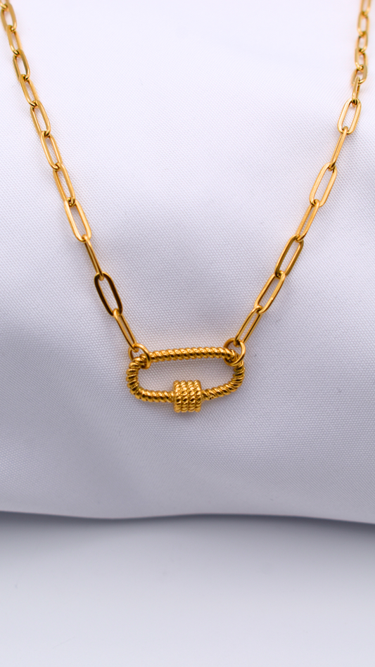 collier en acier inoxydable doré Salamandria " hook "