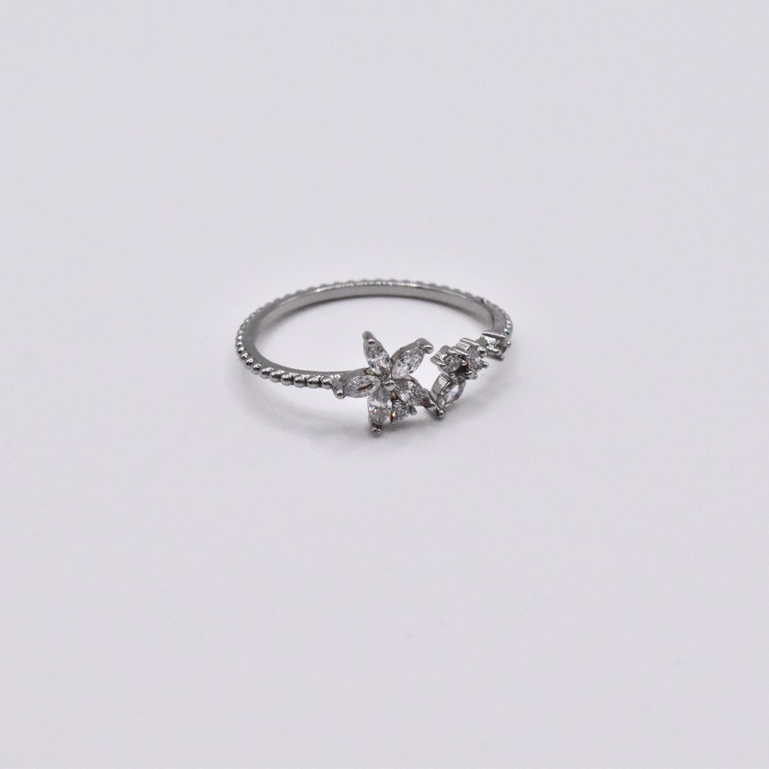 Bague modèle Almond Ring en argent posée