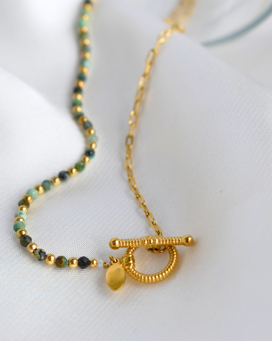 Collier, or , vert, cassis, Salamandria, bijoux 